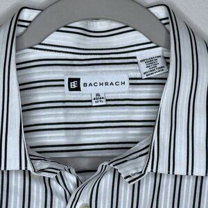 Bachrach Black & White Stripe Button-Down | Clean Minimalist Aesthetic sz XL M14